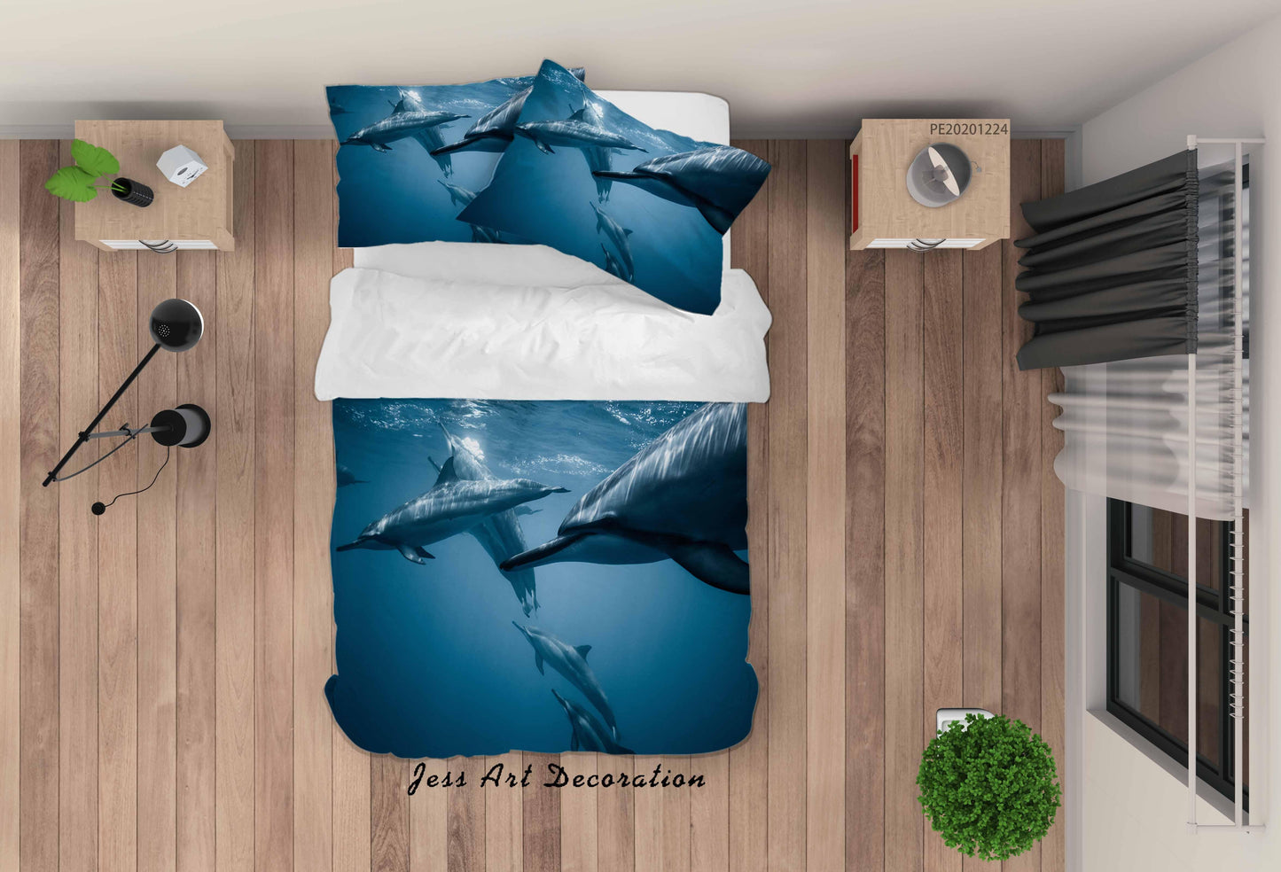 3D Blue Sea Shark Quilt Cover Set Bedding Set Duvet Cover Pillowcases 120 LQH