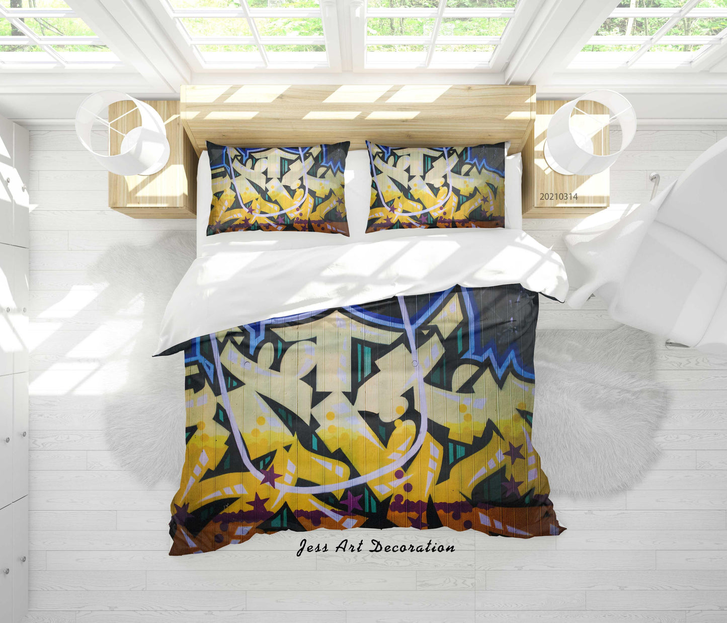 3D Abstract Color Graffiti Quilt Cover Set Bedding Set Duvet Cover Pillowcases 167