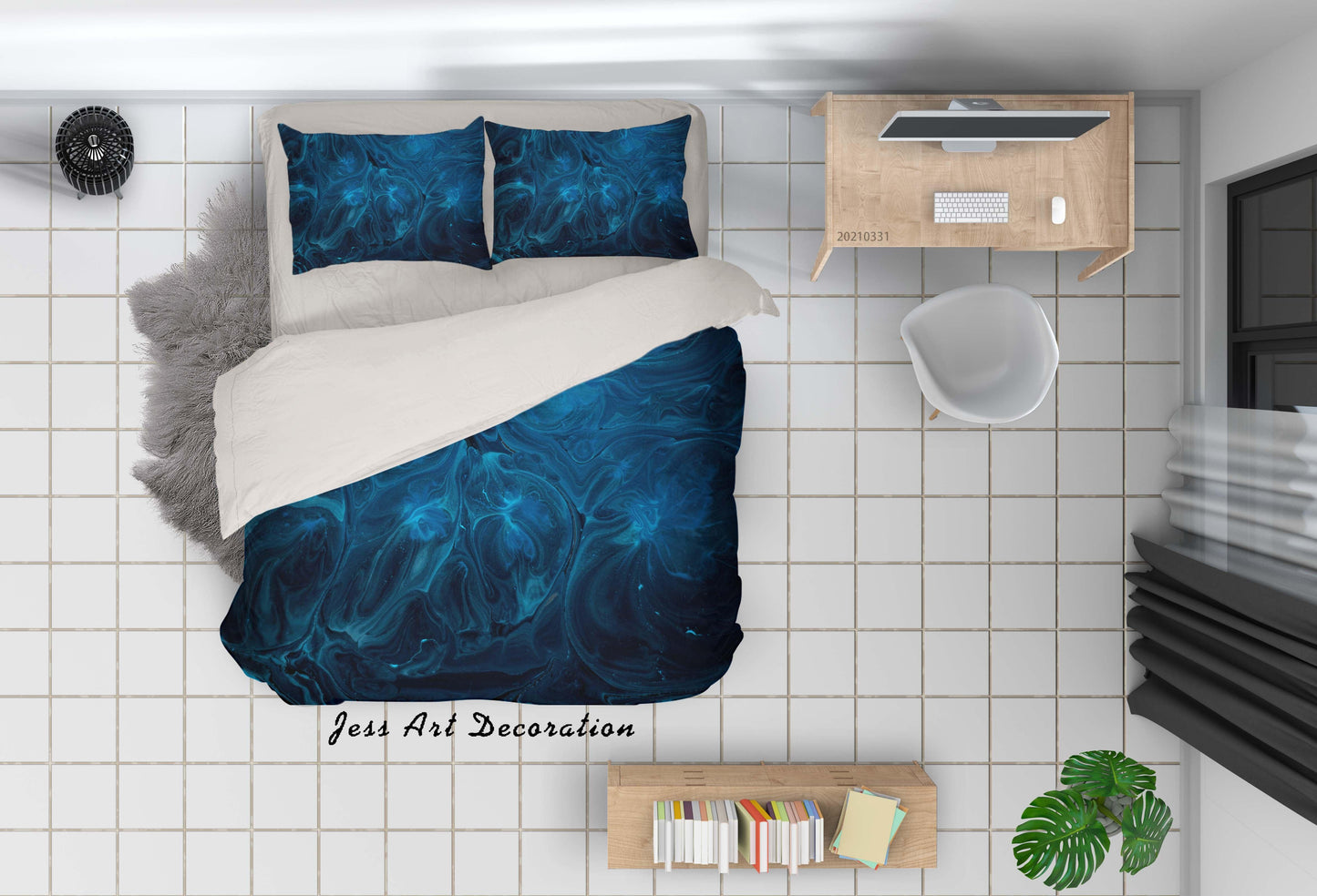 3D Abstract Blue Marble Texture Quilt Cover Set Bedding Set Duvet Cover Pillowcases 264