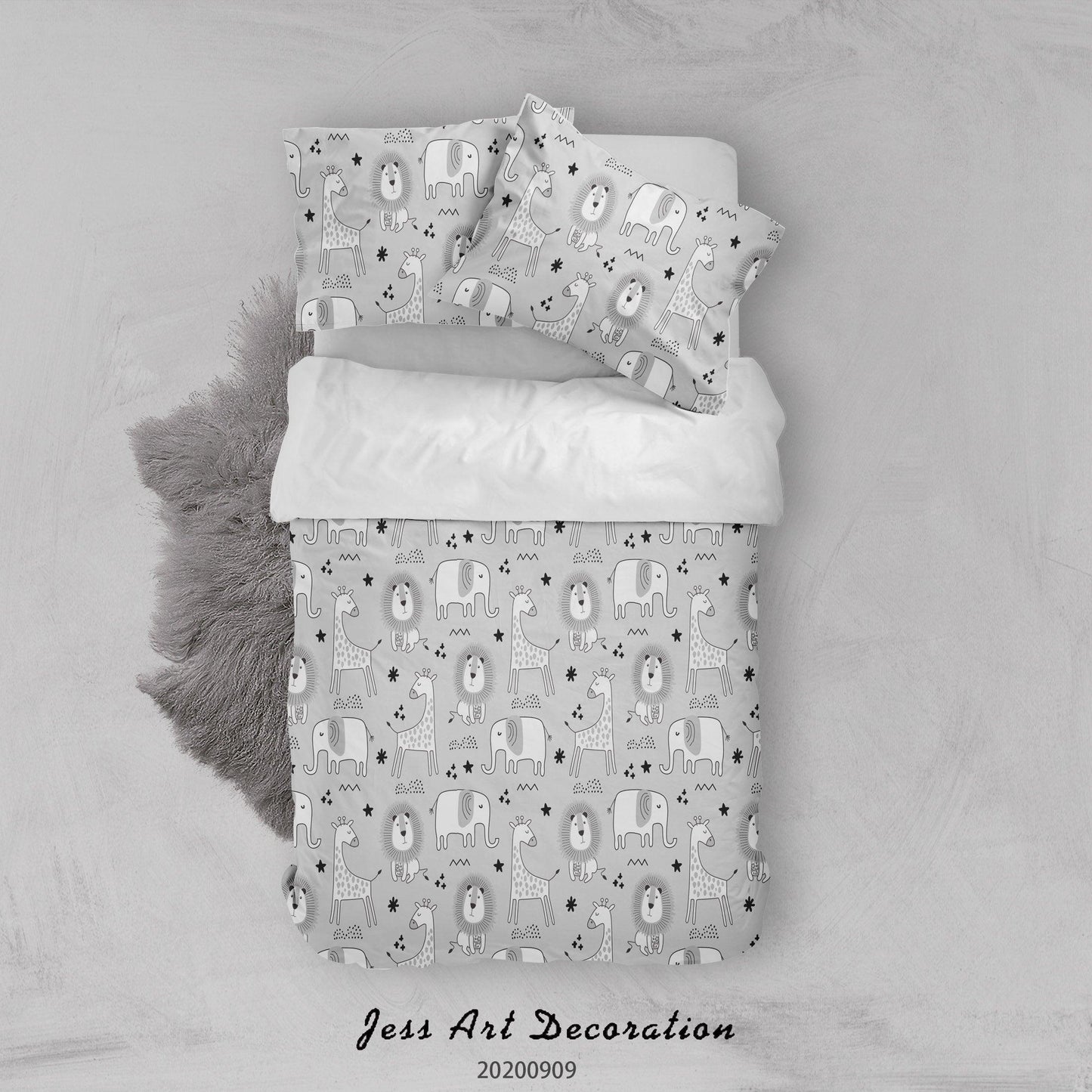 3D Cartoon Animal Pattern Quilt Cover Set Bedding Set Duvet Cover Pillowcases WJ 6075