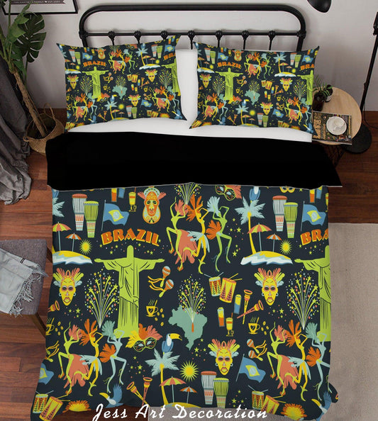 3D Brazil Festival Mask Pattern Quilt Cover Set Bedding Set Duvet Cover Pillowcases WJ 6928