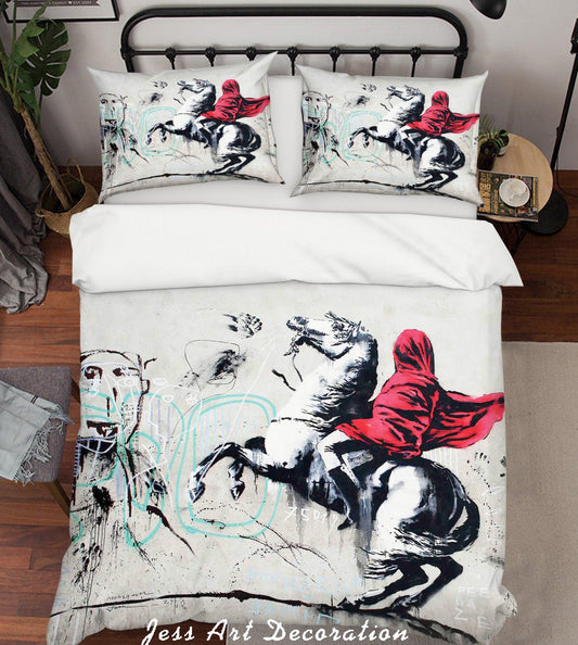 3D Banksy Crazy Horse Knight Quilt Cover Set Bedding Set Duvet Cover Pillowcases  ZY D26