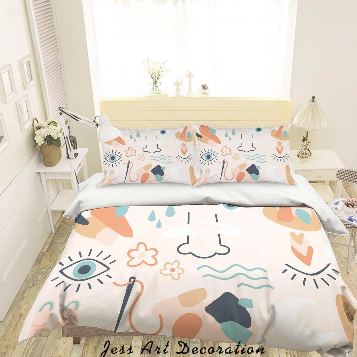 3D Cartoon Facial Features Quilt Cover Set Bedding Set Duvet Cover Pillowcases A021 LQH