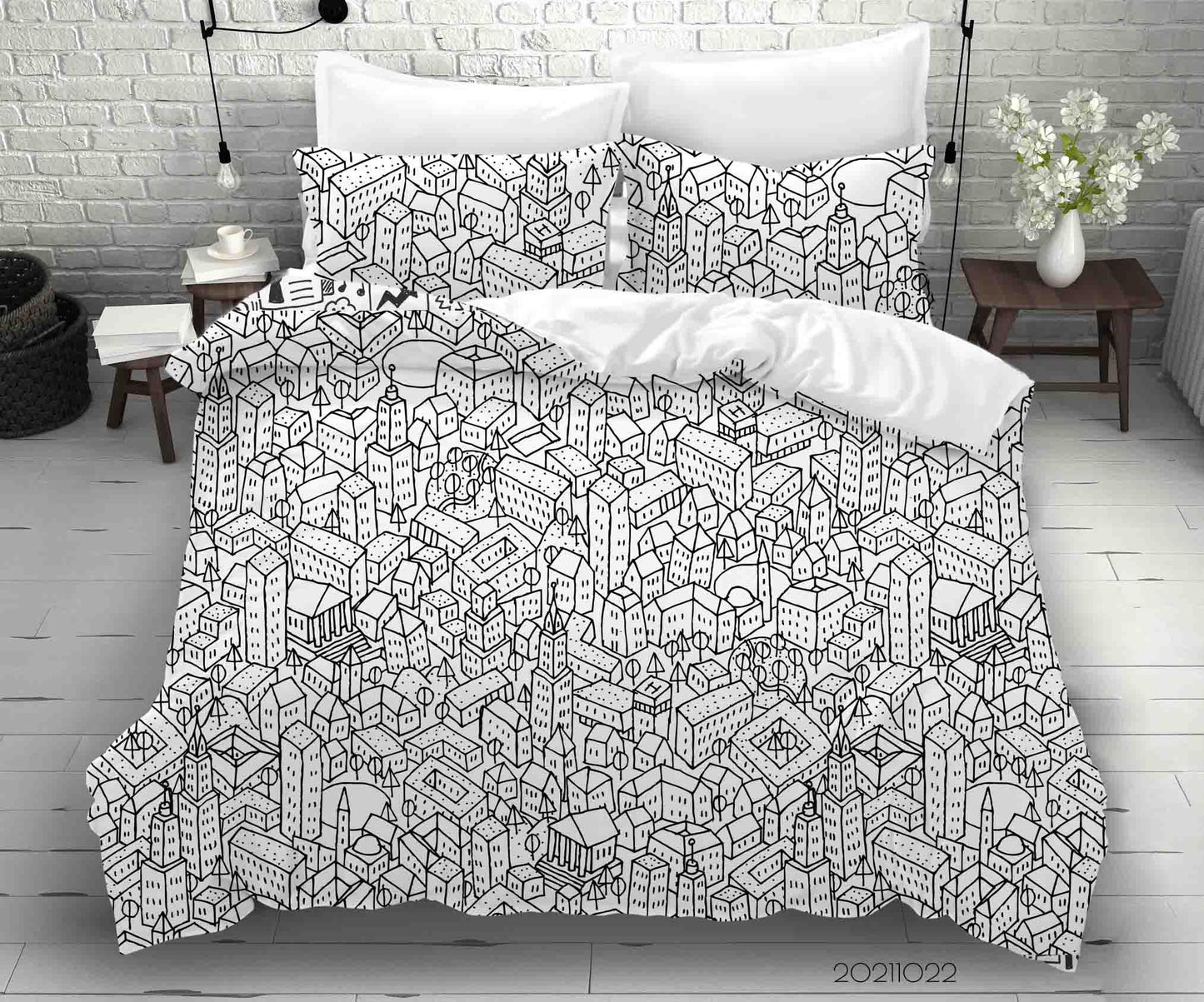 3D Abstract City Building Graffiti Quilt Cover Set Bedding Set Duvet Cover Pillowcases 83