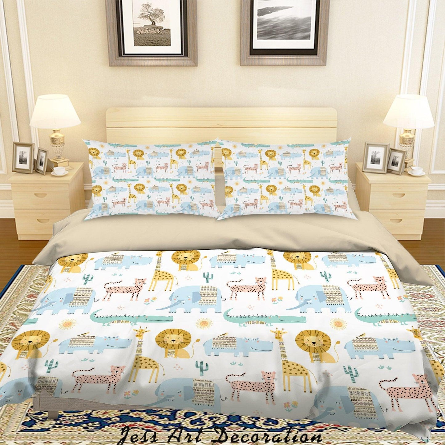3D Cartoon Animal Lion Giraffe Quilt Cover Set Bedding Set Duvet Cover Pillowcases A304 LQH