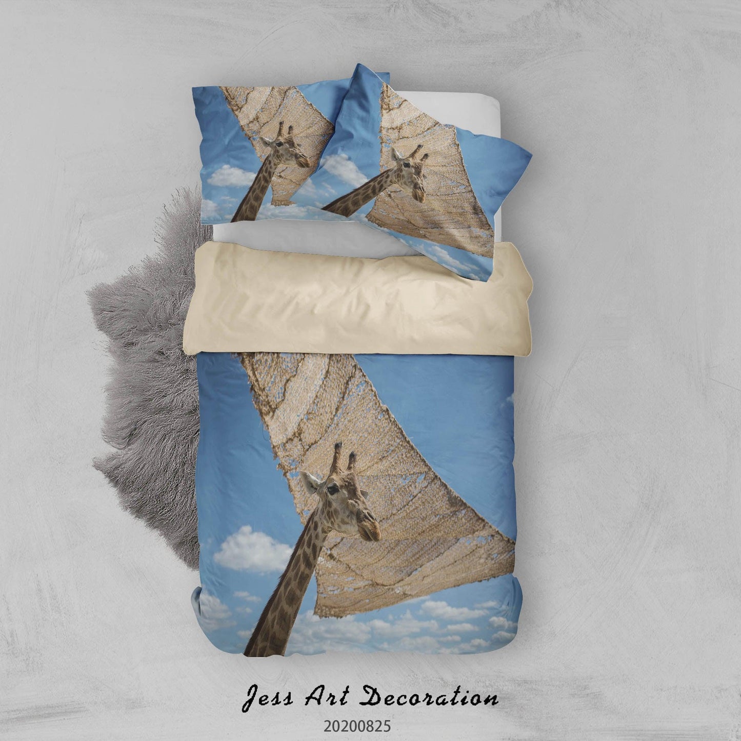 3D Animal Forest Giraffe Quilt Cover Set Bedding Set Duvet Cover Pillowcases WJ 3334