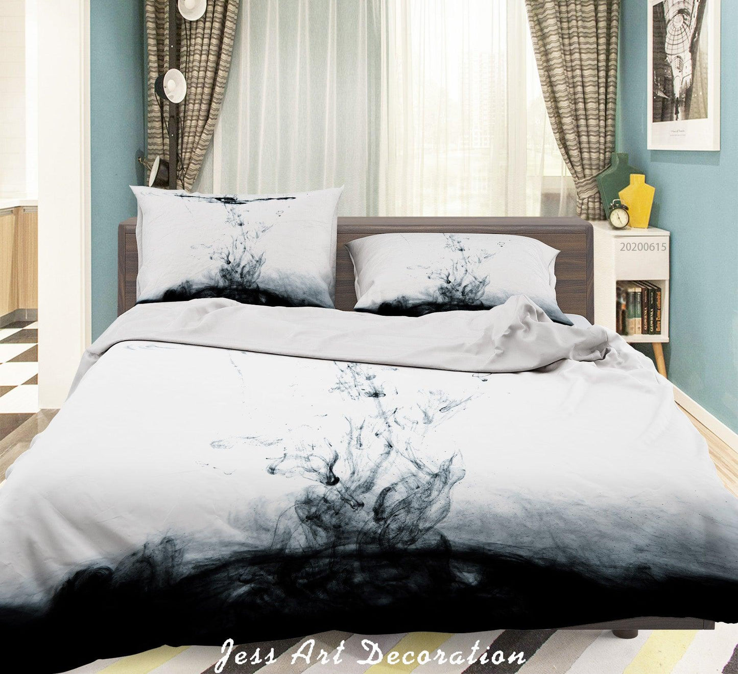 3D Black White Ink Quilt Cover Set Bedding Set Duvet Cover Pillowcases SF52