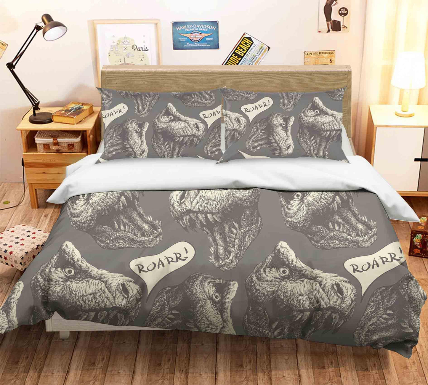 3D Black White Dinosaurs Quilt Cover Set Bedding Set Pillowcases  3