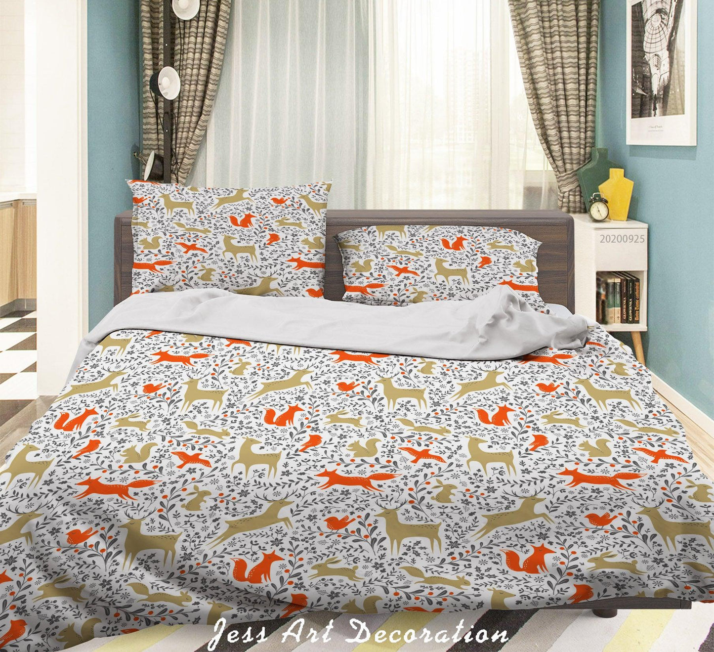 3D Cartoon Animal Fox Pattern Quilt Cover Set Bedding Set Duvet Cover Pillowcases WJ 6423