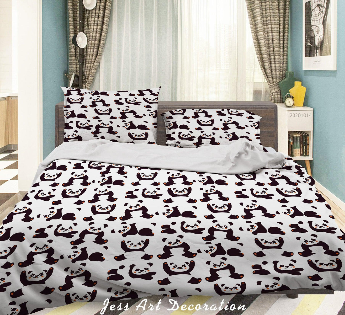 3D Cartoon Panda Pattern Quilt Cover Set Bedding Set Duvet Cover Pillowcases WJ 9691