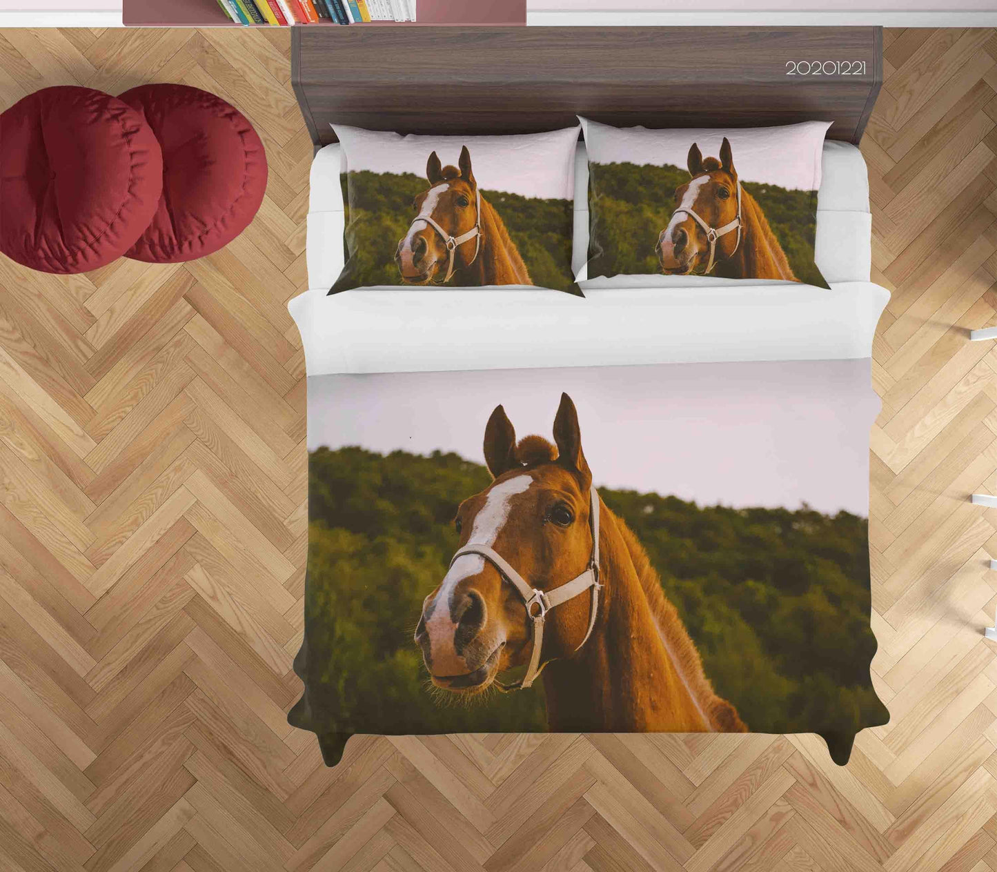 3D Brown Horse Forest Quilt Cover Set Bedding Set Duvet Cover Pillowcases 176 LQH