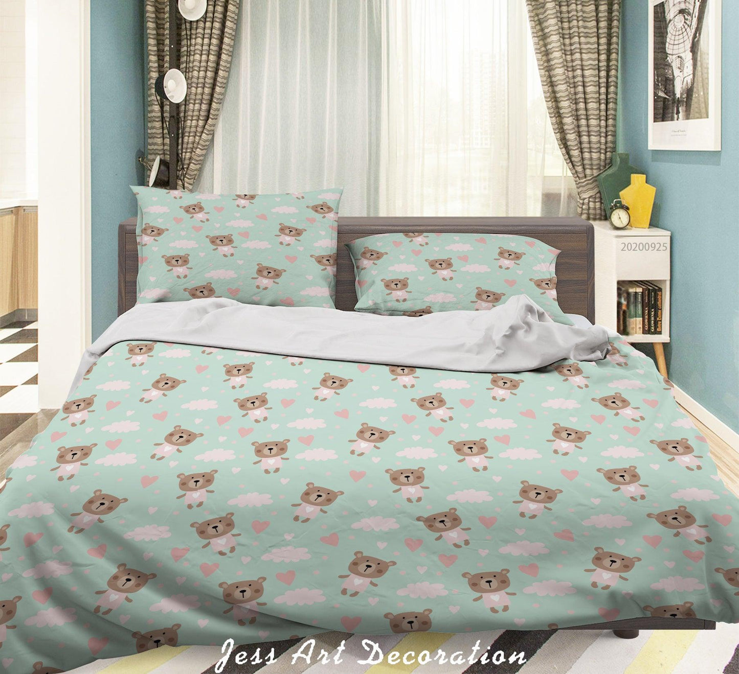 3D Cartoon Animal Bear Pattern Quilt Cover Set Bedding Set Duvet Cover Pillowcases WJ 6431
