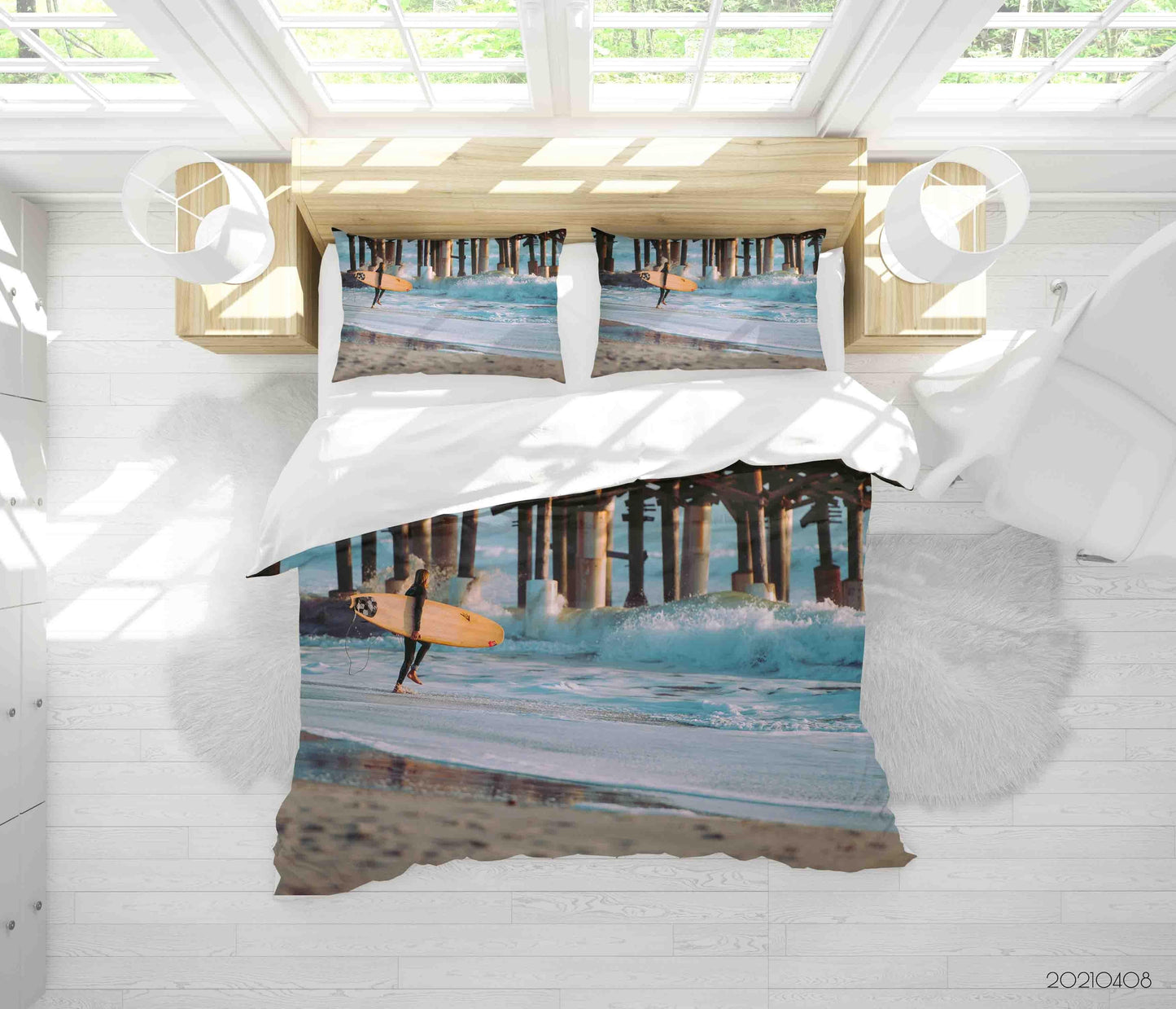 3D Beach Wave Surfing Quilt Cover Set Bedding Set Duvet Cover Pillowcases 7