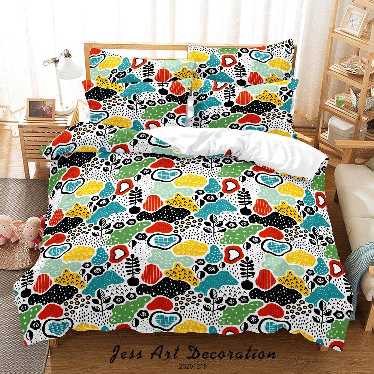 3D Abstract Color Leaf Pattern Quilt Cover Set Bedding Set Duvet Cover Pillowcases 48