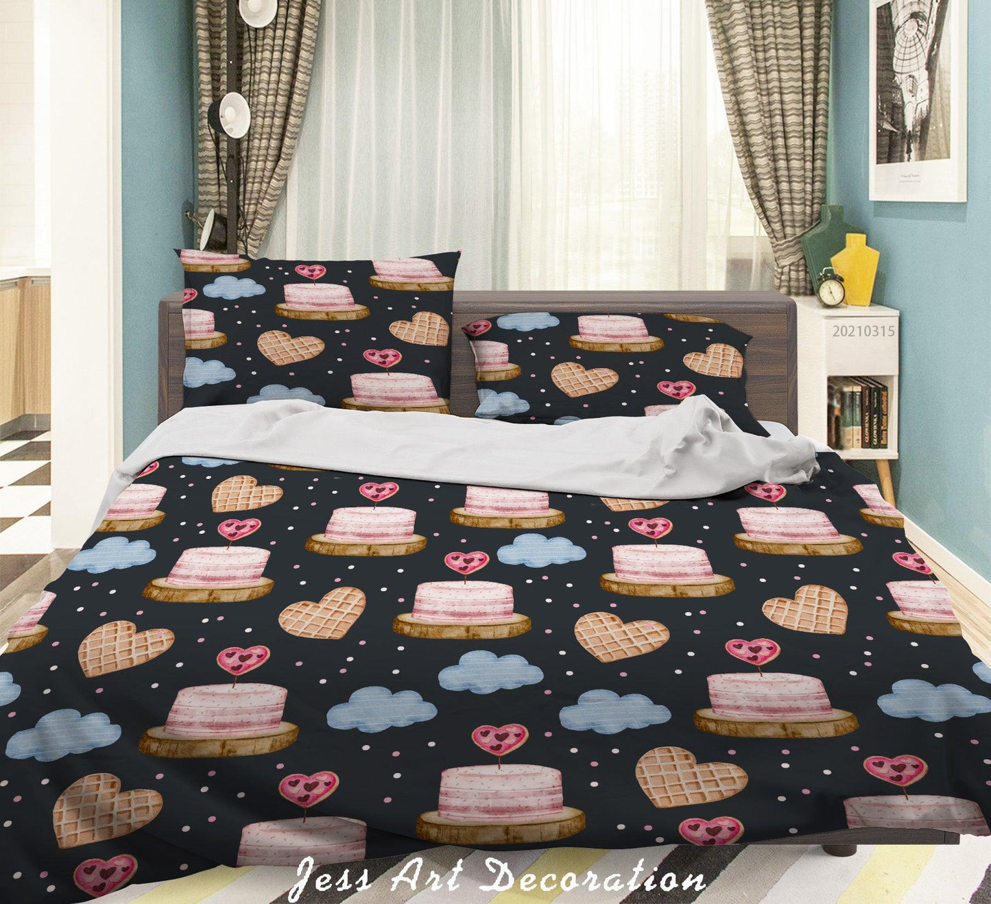 3D Cartoon Cake Cloud Quilt Cover Set Bedding Set Duvet Cover Pillowcases 117