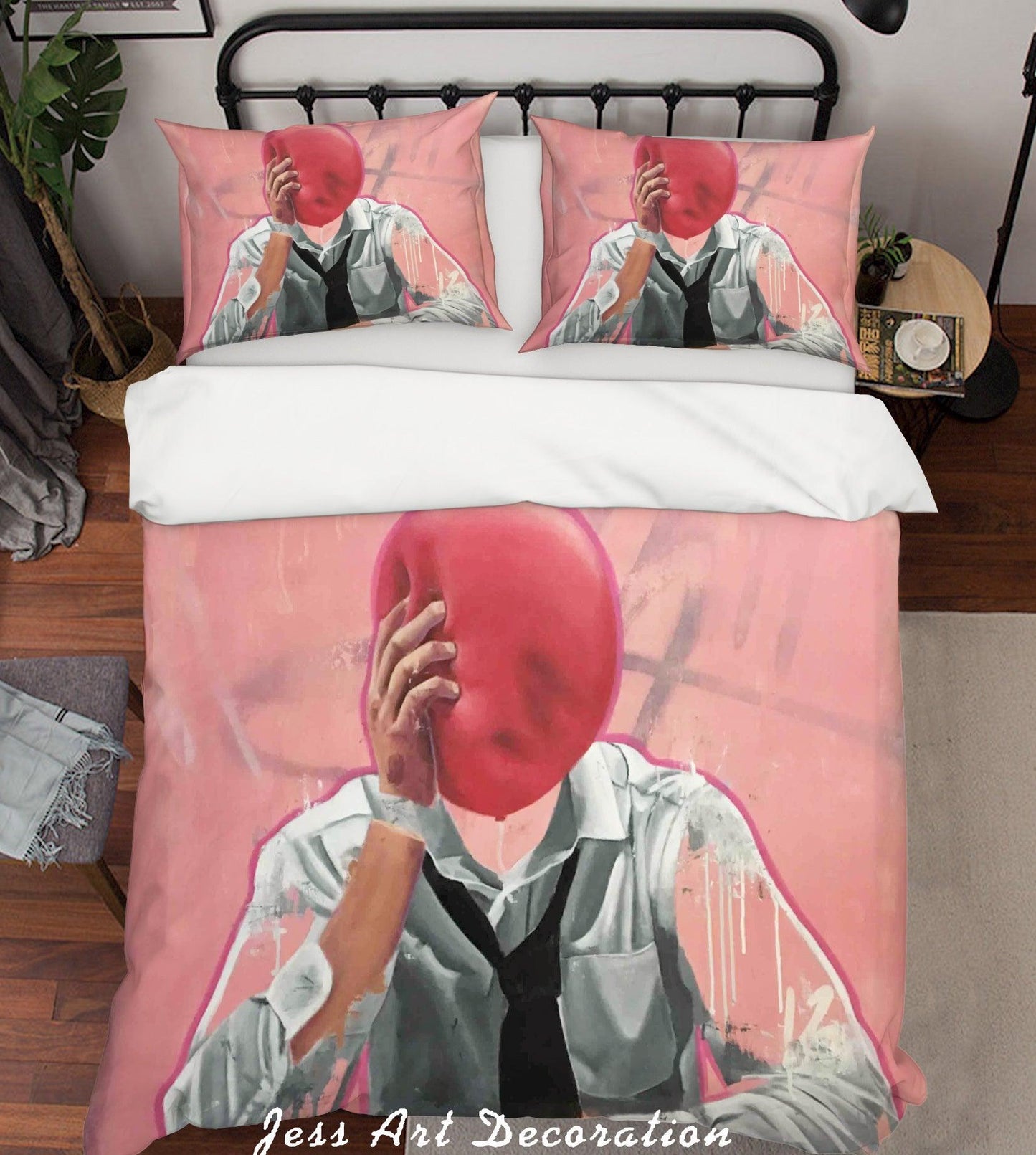 3D Abstract Red Balloon Suit Man Pink Quilt Cover Set Bedding Set Duvet Cover Pillowcases LXL