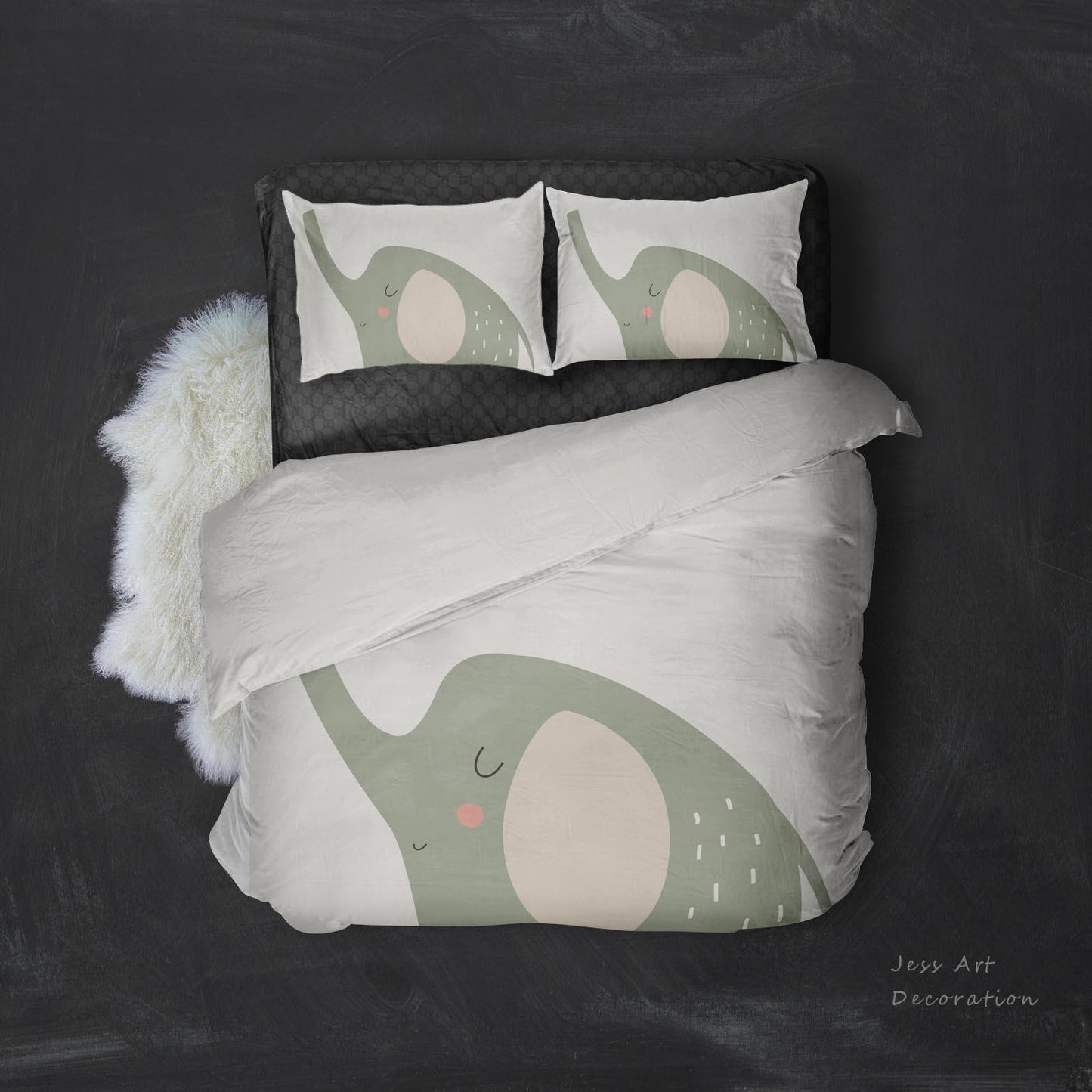 3D Cartoon Elephant Pattern Quilt Cover Set Bedding Set Pillowcases  1