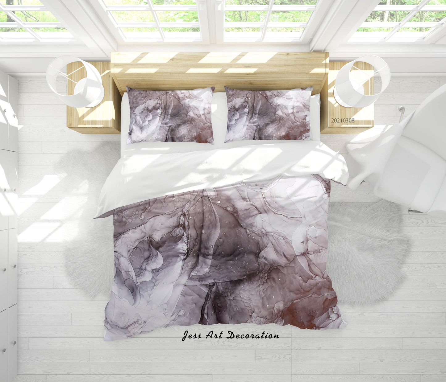 3D Abstract Grey Marble Quilt Cover Set Bedding Set Duvet Cover Pillowcases 309