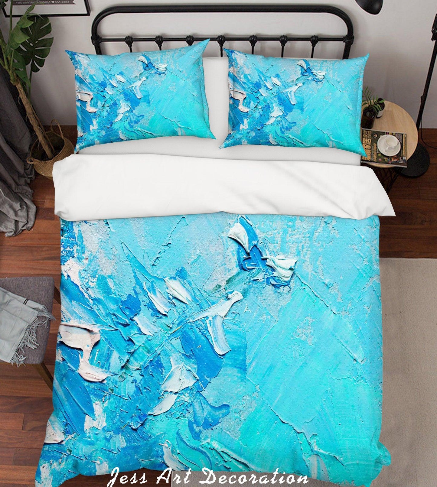 3D Blue Abstract Old Oil Painting Quilt Cover Set Bedding Set Pillowcasesn 48