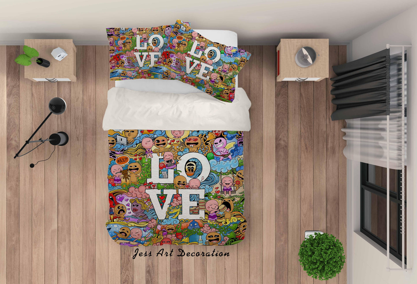 3D Cartoon Love Kid Quilt Cover Set Bedding Set Pillowcases 119
