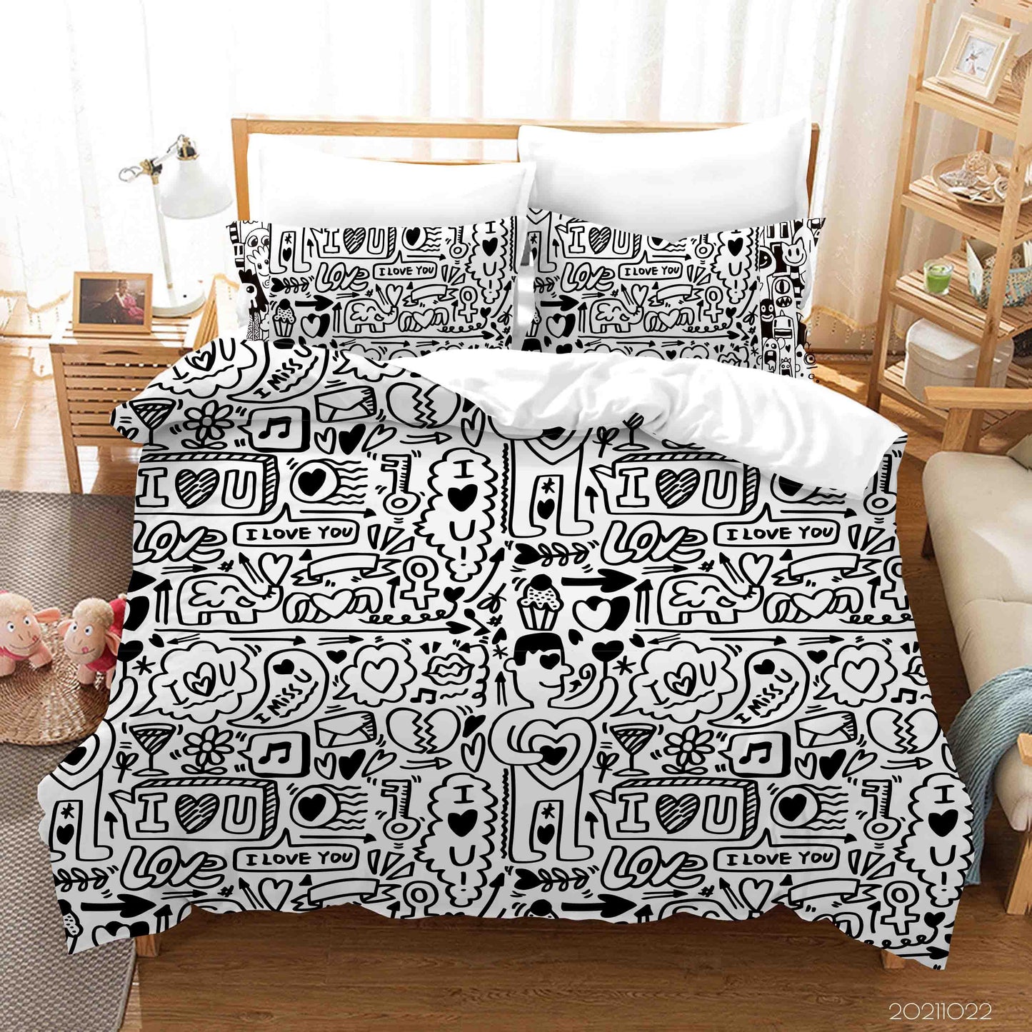 3D Abstract Art Graffiti Quilt Cover Set Bedding Set Duvet Cover Pillowcases 65
