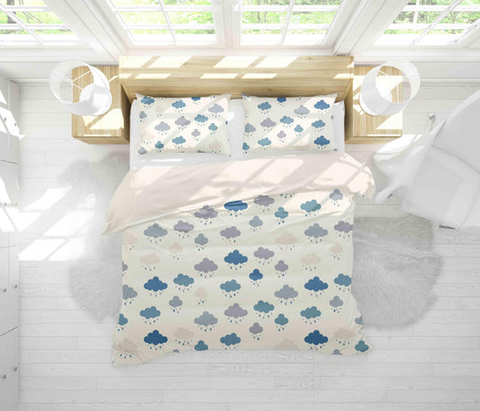 3D Cartoon Clouds Rain Quilt Cover Set Bedding Set Pillowcases 23