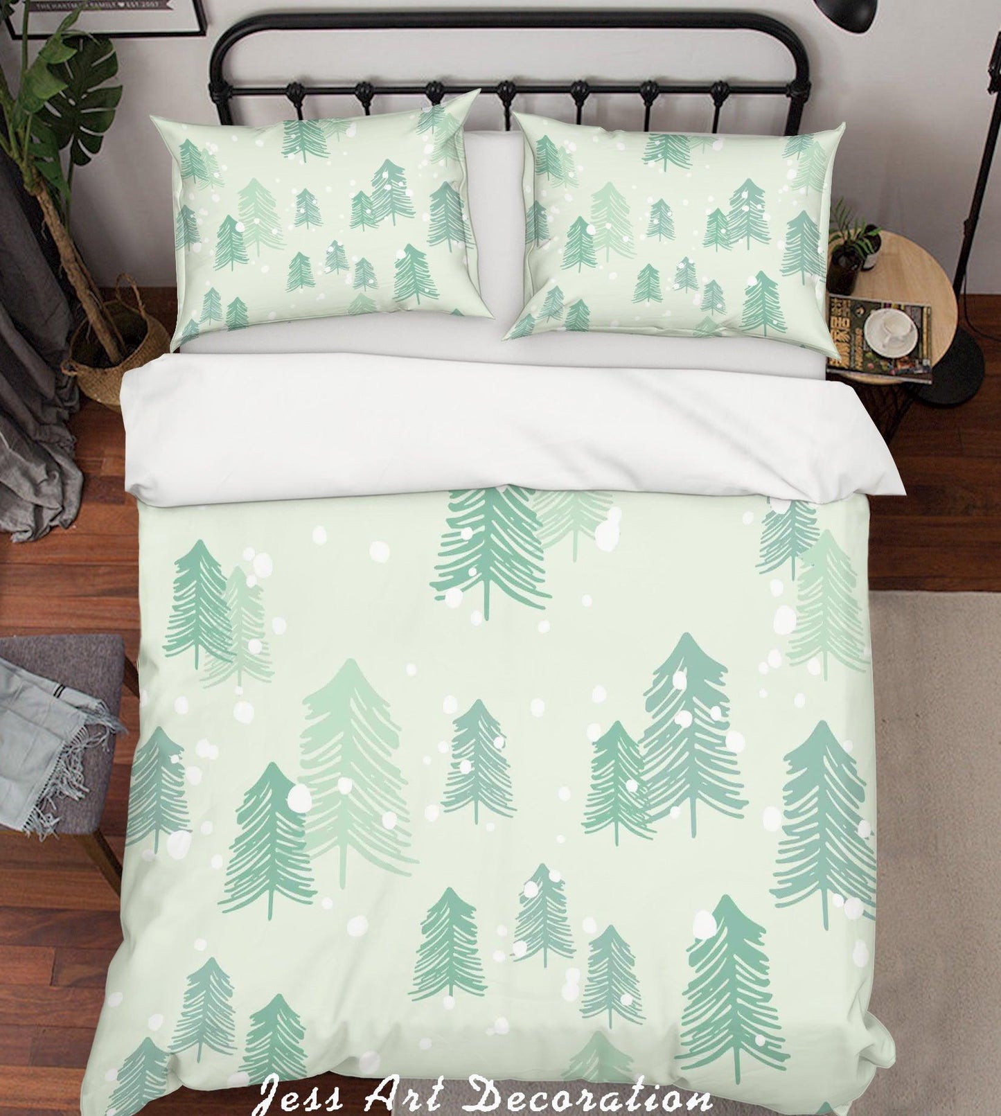 3D Cartoon Green Forest Quilt Cover Set Bedding Set Pillowcases 349