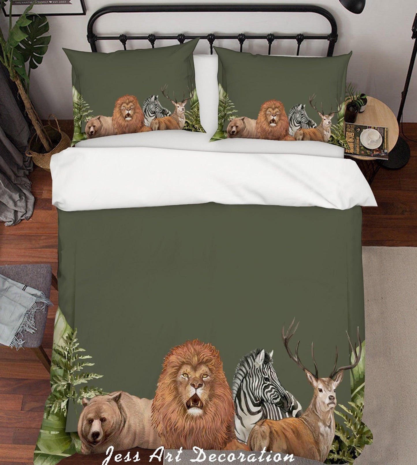 3D Animal Green Quilt Cover Set Bedding Set Pillowcases 184