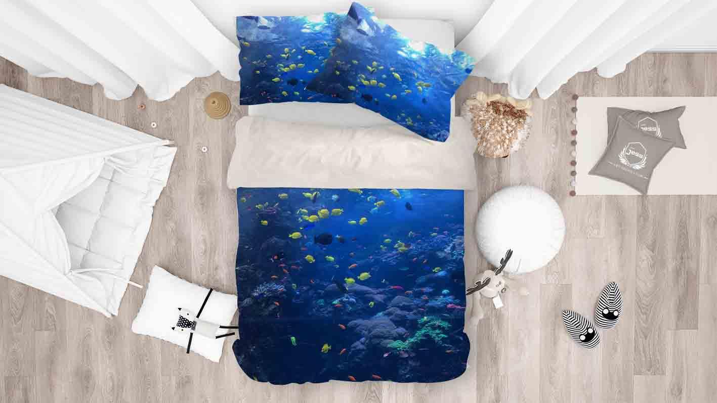 3D Blue Underwater World Quilt Cover Set Bedding Set Pillowcases 112