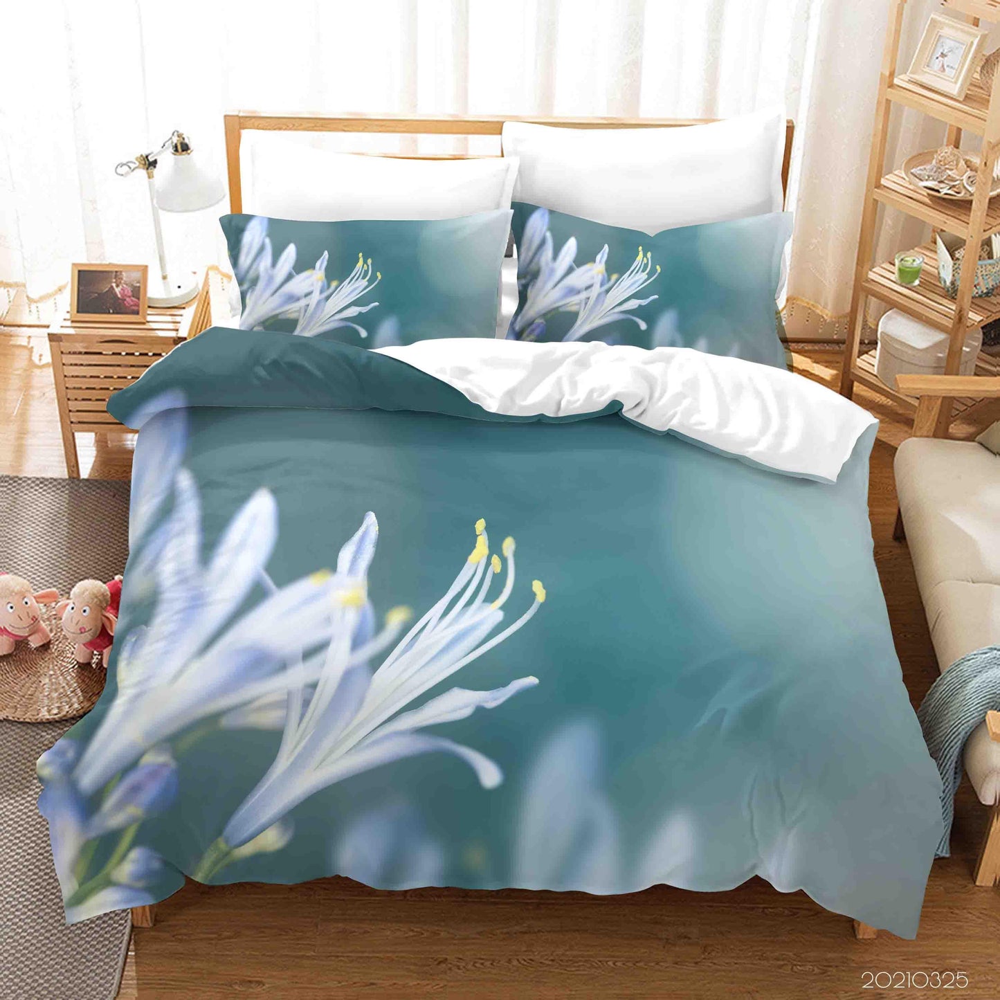 3D Blue Orchid Flower Quilt Cover Set Bedding Set Duvet Cover Pillowcases 224
