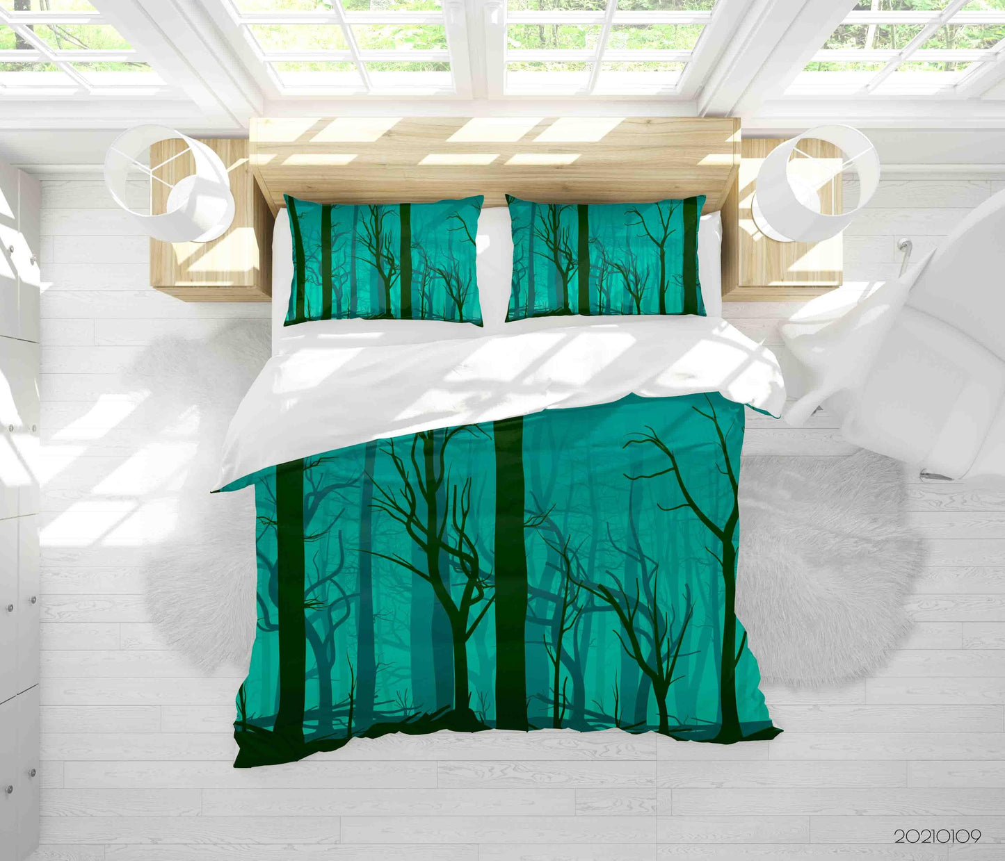 3D Cartoon Green Forest Quilt Cover Set Bedding Set Duvet Cover Pillowcases 44 LQH