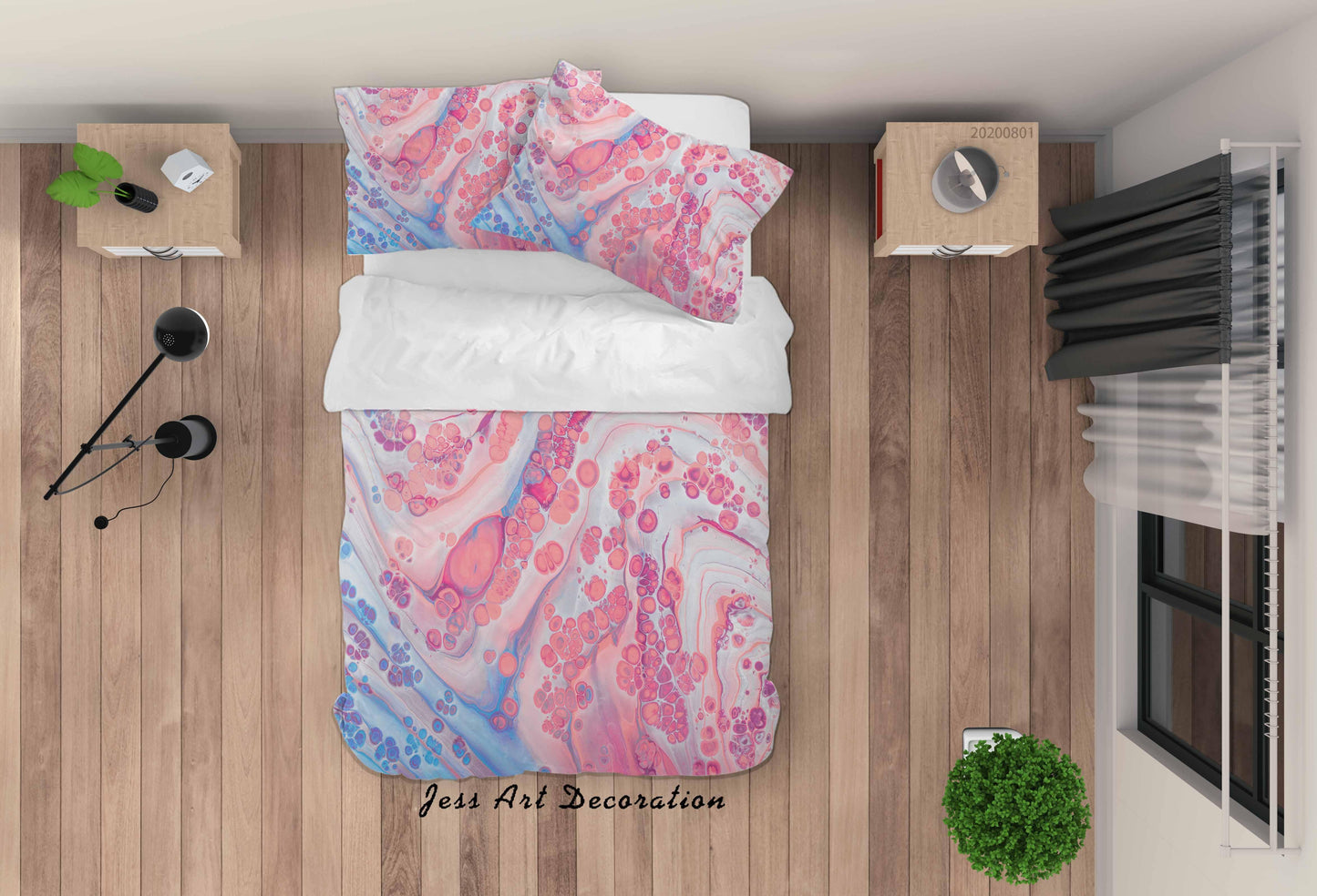 3D Abstract Pink Illusion Quilt Cover Set Bedding Set Duvet Cover Pillowcases LXL 268