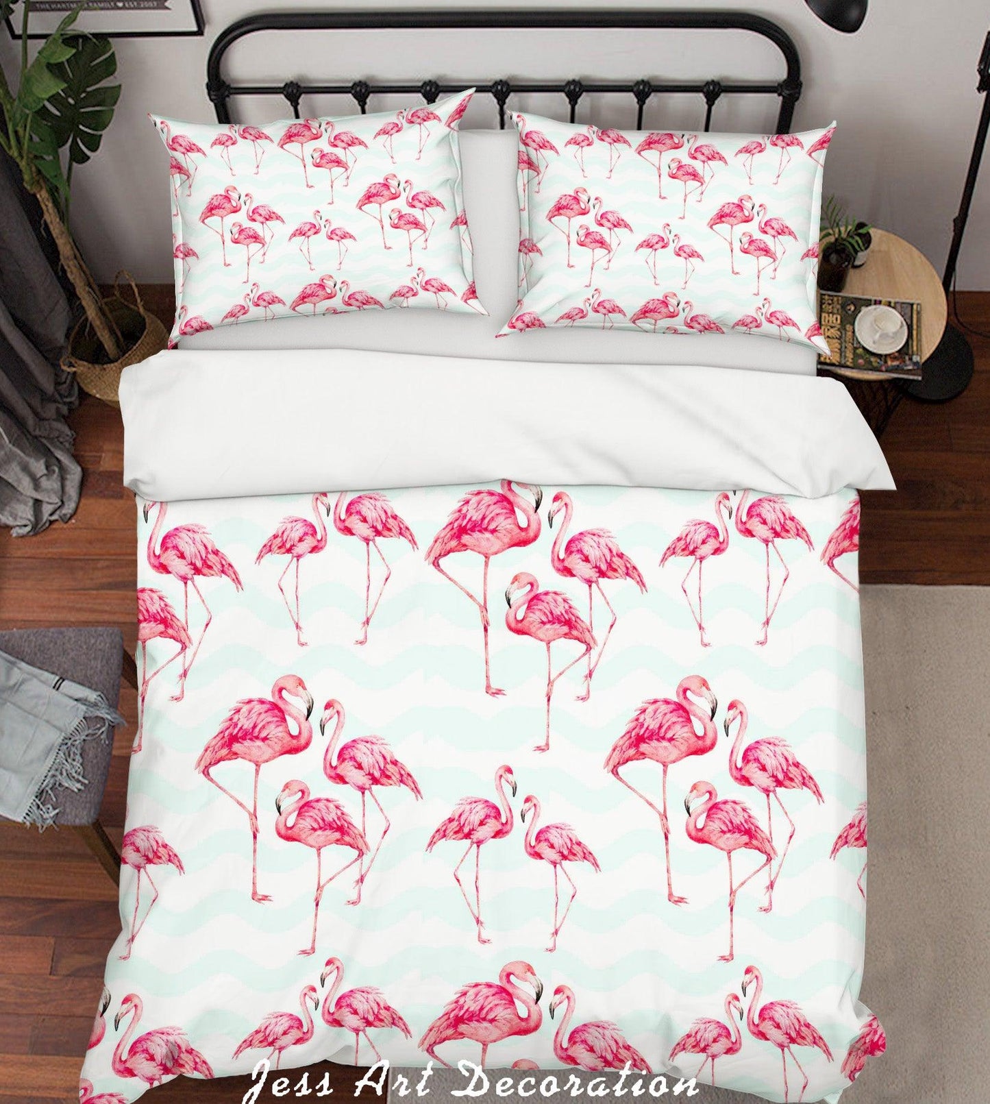3D Cartoon Flamingo Quilt Cover Set Bedding Set Pillowcases 76