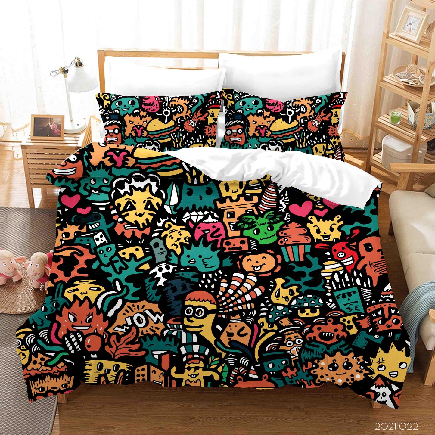 3D Abstract Monster Artistic Graffiti Quilt Cover Set Bedding Set Duvet Cover Pillowcases 84
