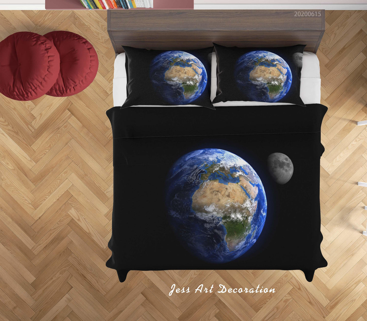 3D Black Planet Earth Quilt Cover Set Bedding Set Duvet Cover Pillowcases SF123