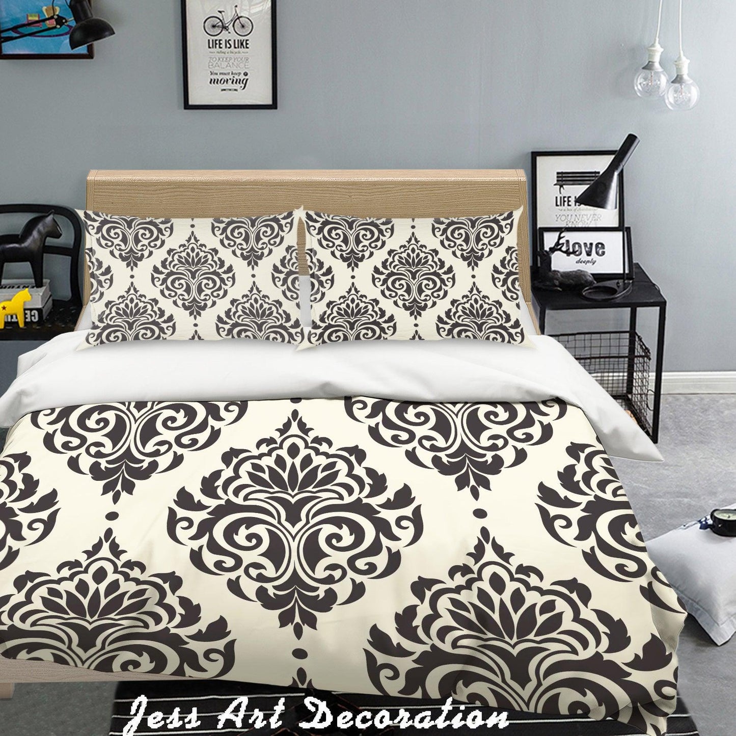 3D Black White Plaid Plates Pattern Quilt Cover Set Bedding Set Pillowcases 192