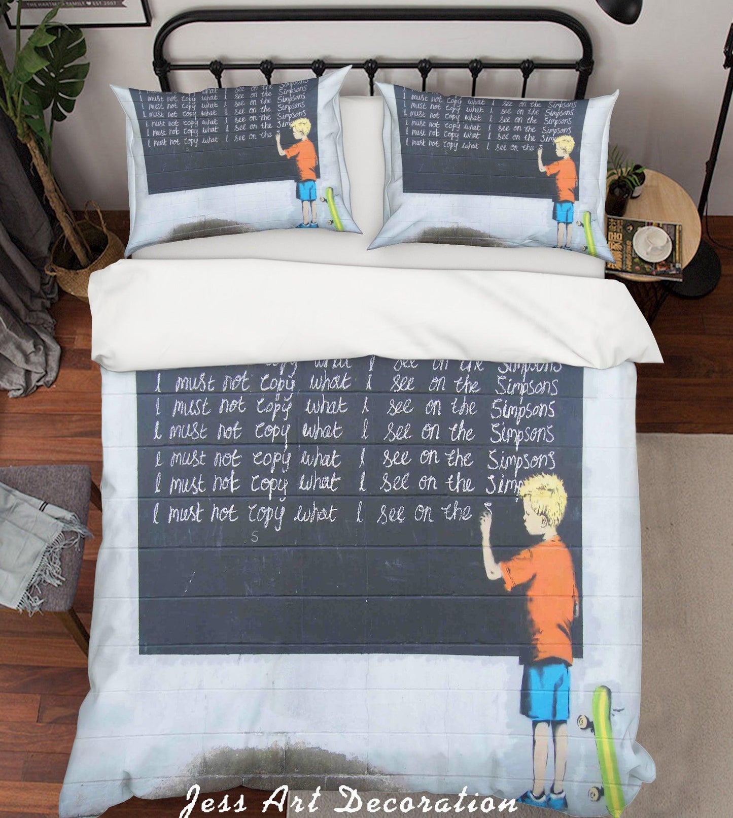 3D Banksy Mural Blackboard Letter Boy Quilt Cover Set Bedding Set Duvet Cover Pillowcases  ZY D130