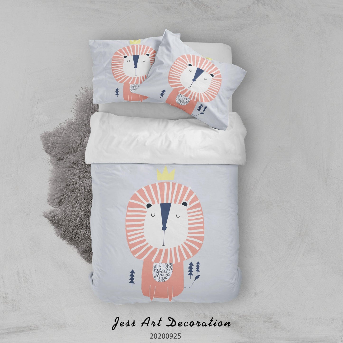 3D Cartoon Animal Lion Pattern Quilt Cover Set Bedding Set Duvet Cover Pillowcases WJ 6483