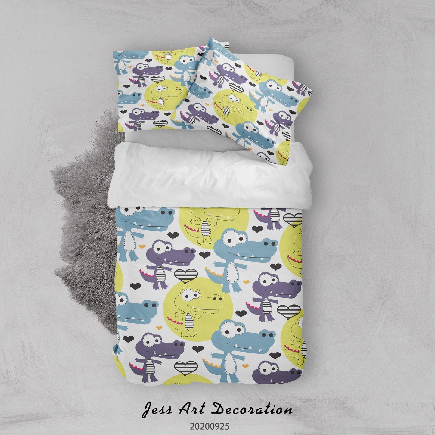 3D Cartoon Animal Crocodile Pattern Quilt Cover Set Bedding Set Duvet Cover Pillowcases WJ 6497
