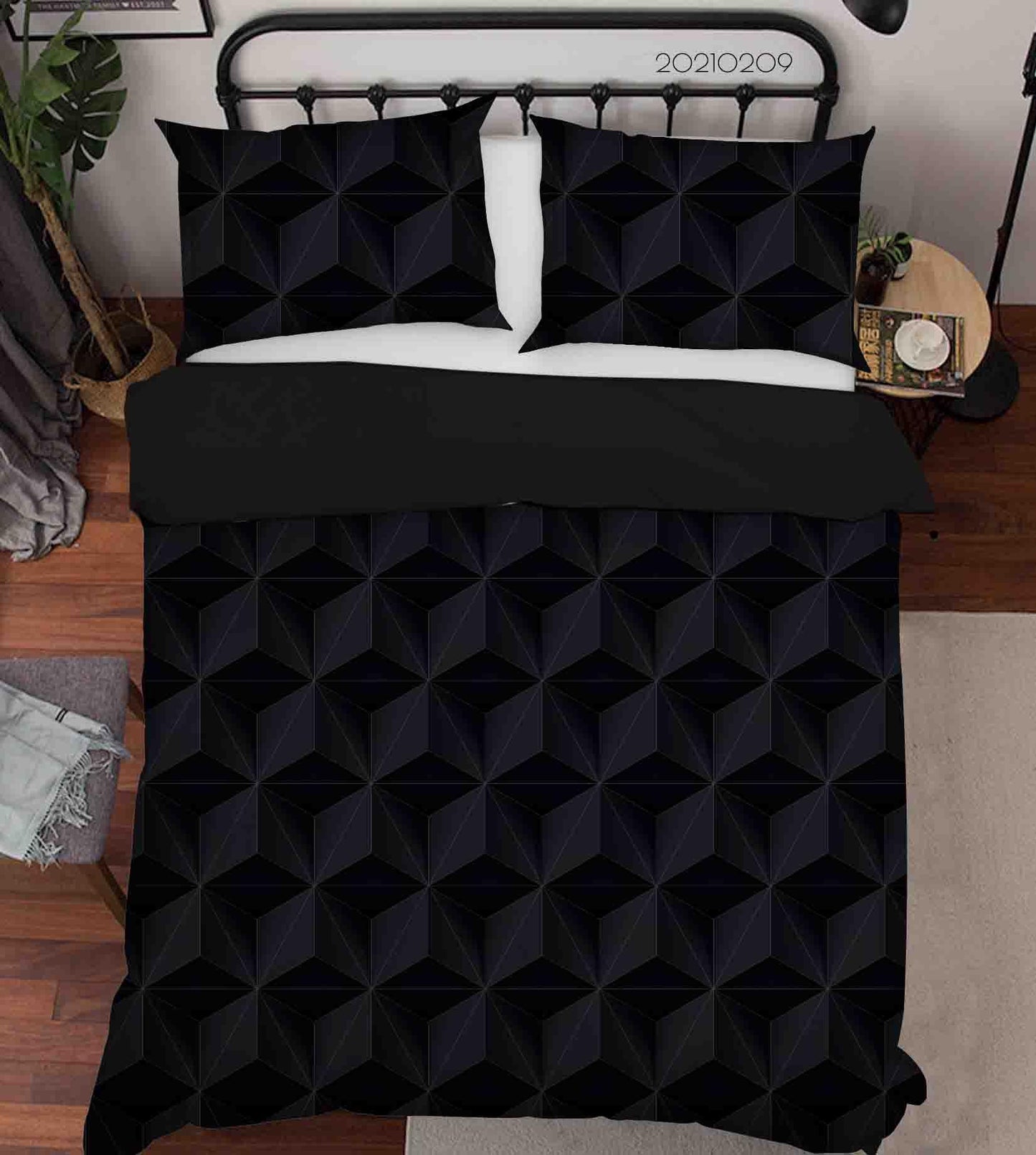 3D Abstract Black Geometric Pattern Quilt Cover Set Bedding Set Duvet Cover Pillowcases 274