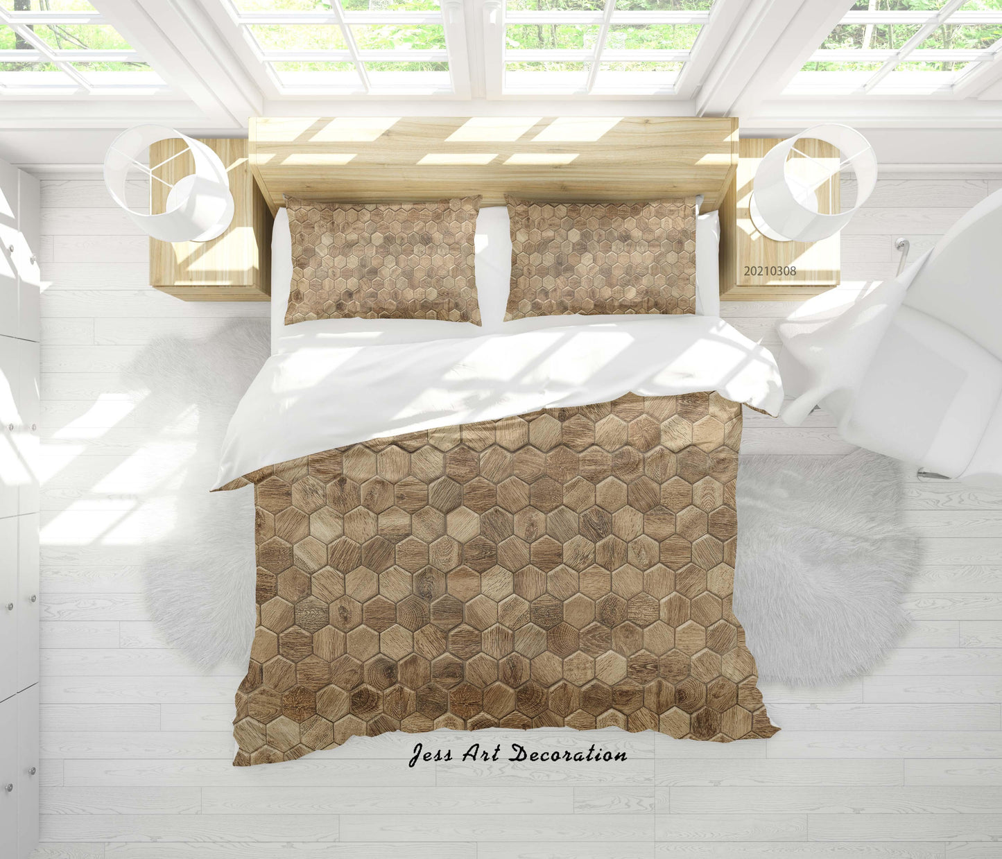 3D Brown Hexagon Geometry Quilt Cover Set Bedding Set Duvet Cover Pillowcases 292