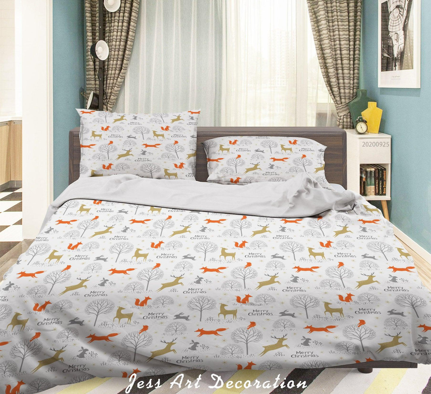 3D Cartoon Animal Fox Deer Pattern Quilt Cover Set Bedding Set Duvet Cover Pillowcases WJ 6424