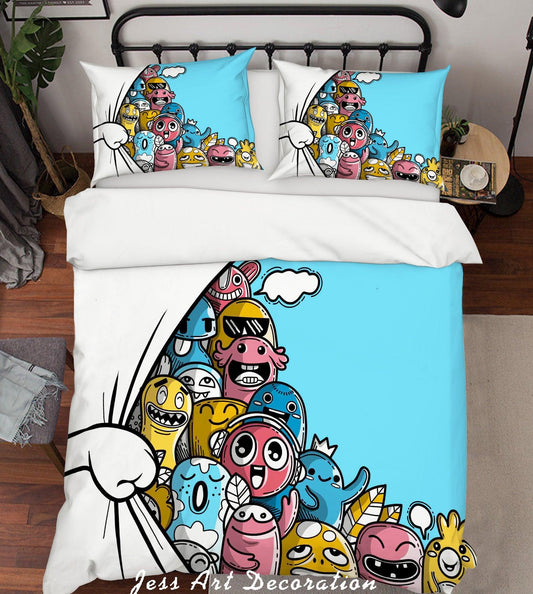 3D Blue Cartoon Quilt Cover Set Bedding Set Pillowcases 164
