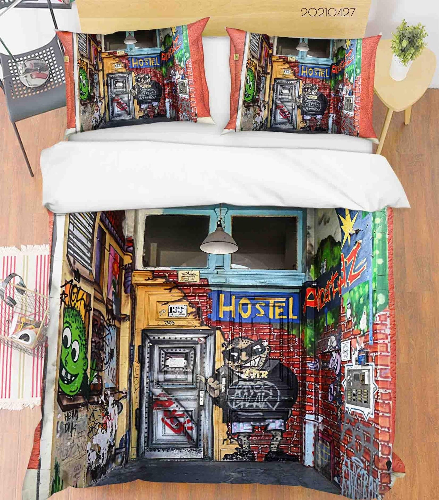 3D Abstract Colored Street Graffiti Quilt Cover Set Bedding Set Duvet Cover Pillowcases 131