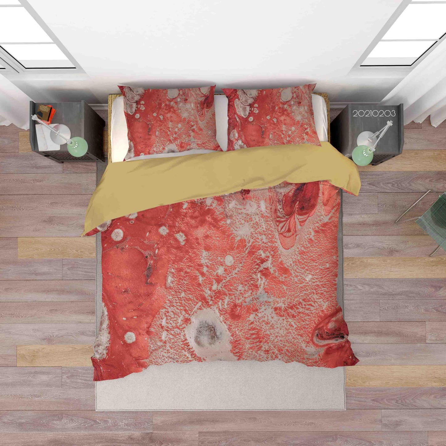 3D Abstract Red Marble Texture Quilt Cover Set Bedding Set Duvet Cover Pillowcases 27