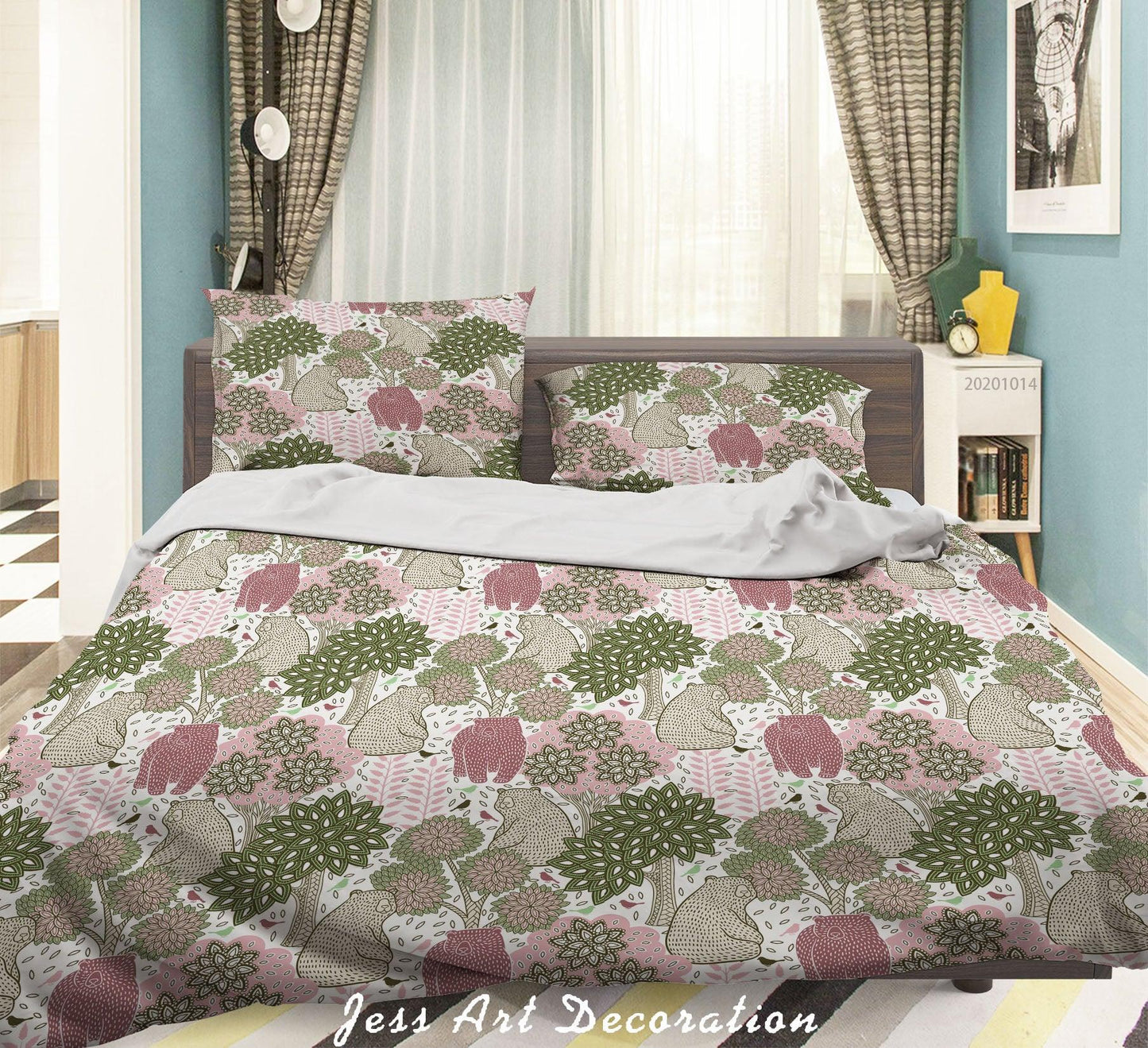 3D Cartoon Bear Tree Pattern Quilt Cover Set Bedding Set Duvet Cover Pillowcases WJ 9689