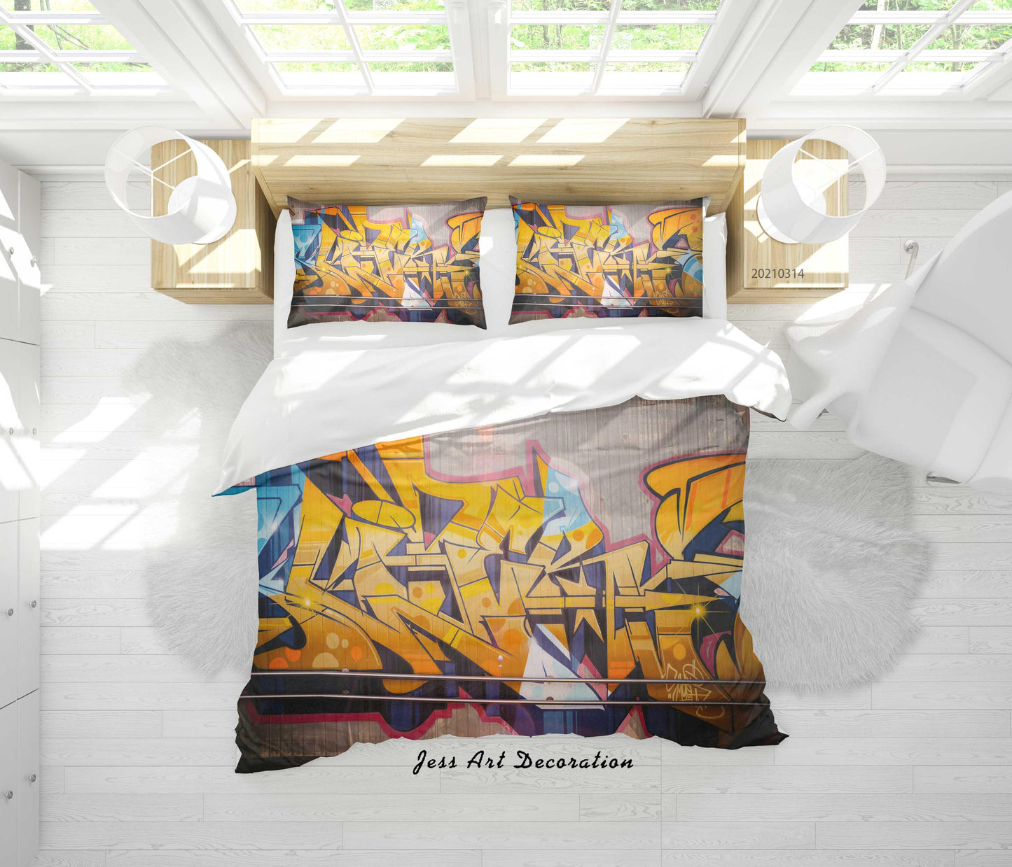 3D Abstract Color Graffiti Quilt Cover Set Bedding Set Duvet Cover Pillowcases 166