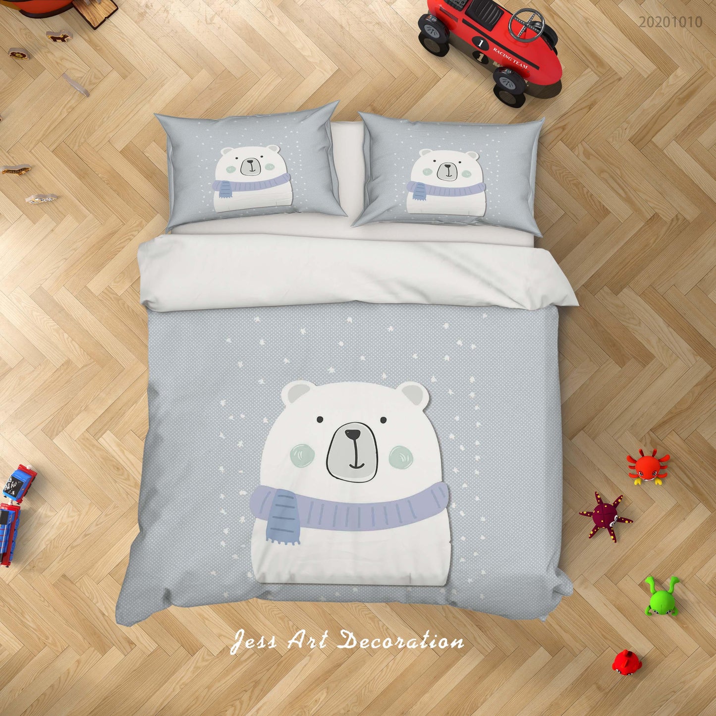 3D Cartoon Cute Animal Bear Quilt Cover Set Bedding Set Duvet Cover Pillowcases WJ 9555
