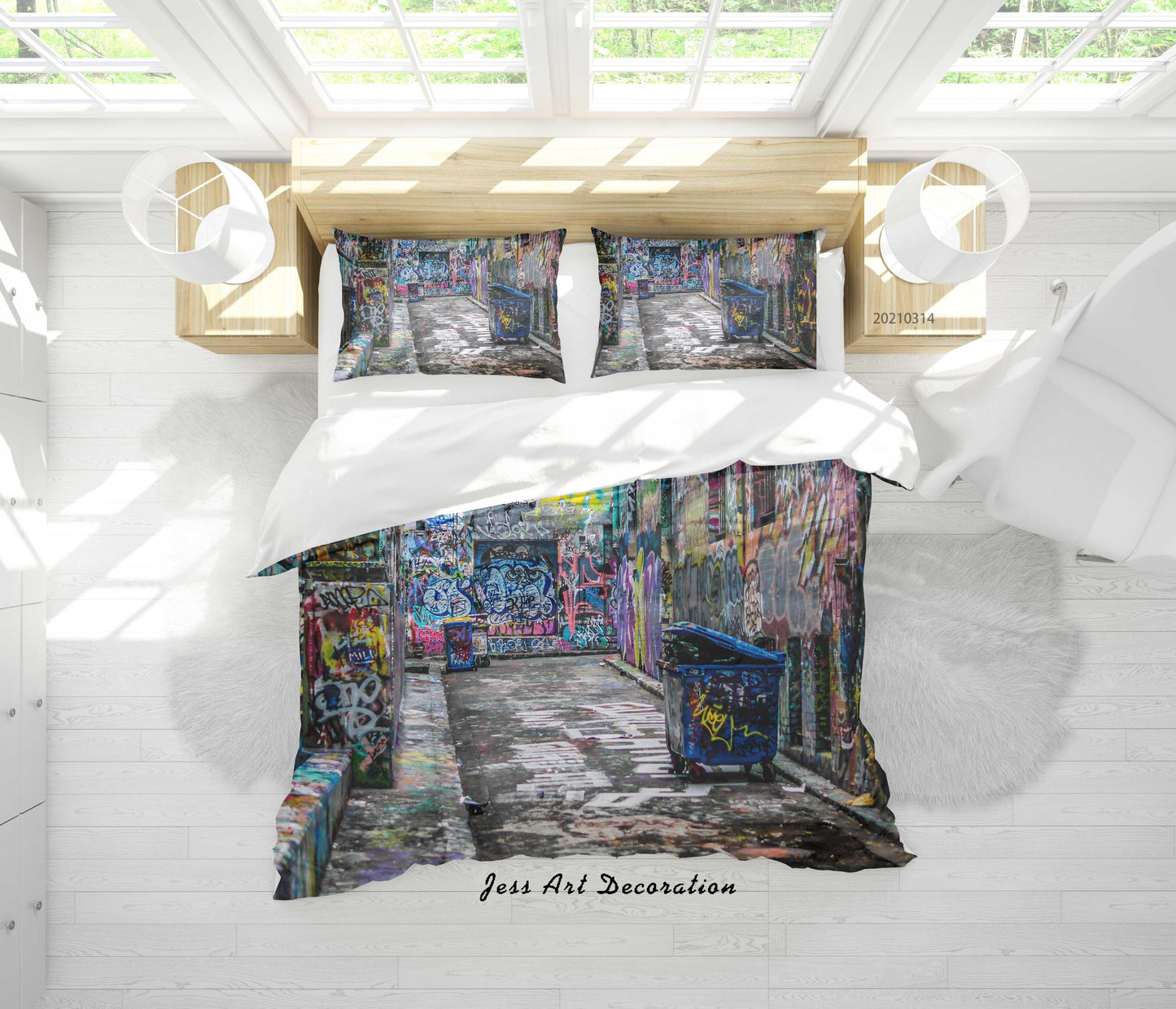3D Abstract Street Graffiti Quilt Cover Set Bedding Set Duvet Cover Pillowcases 143