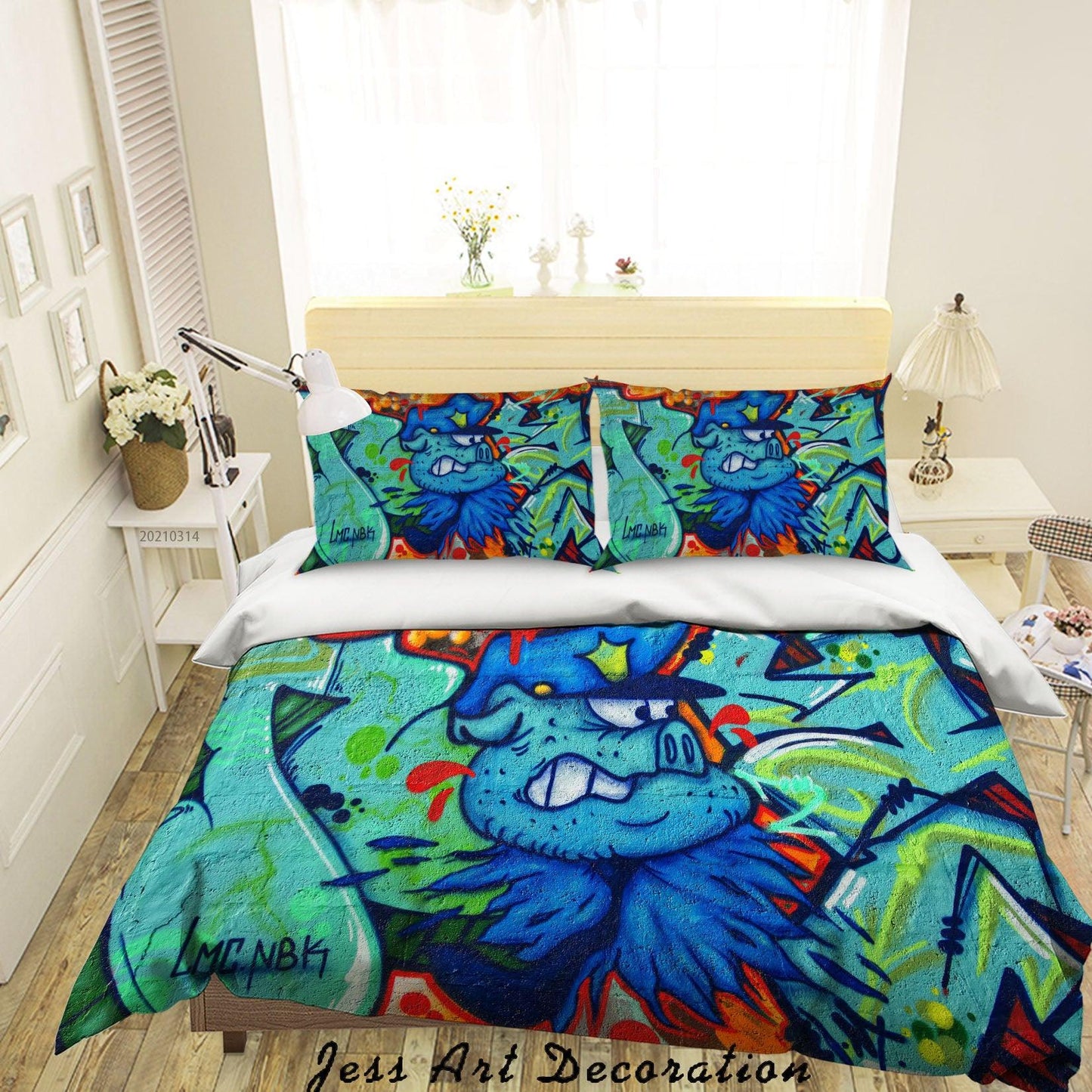 3D Abstract Colored Graffiti Monster Quilt Cover Set Bedding Set Duvet Cover Pillowcases 179